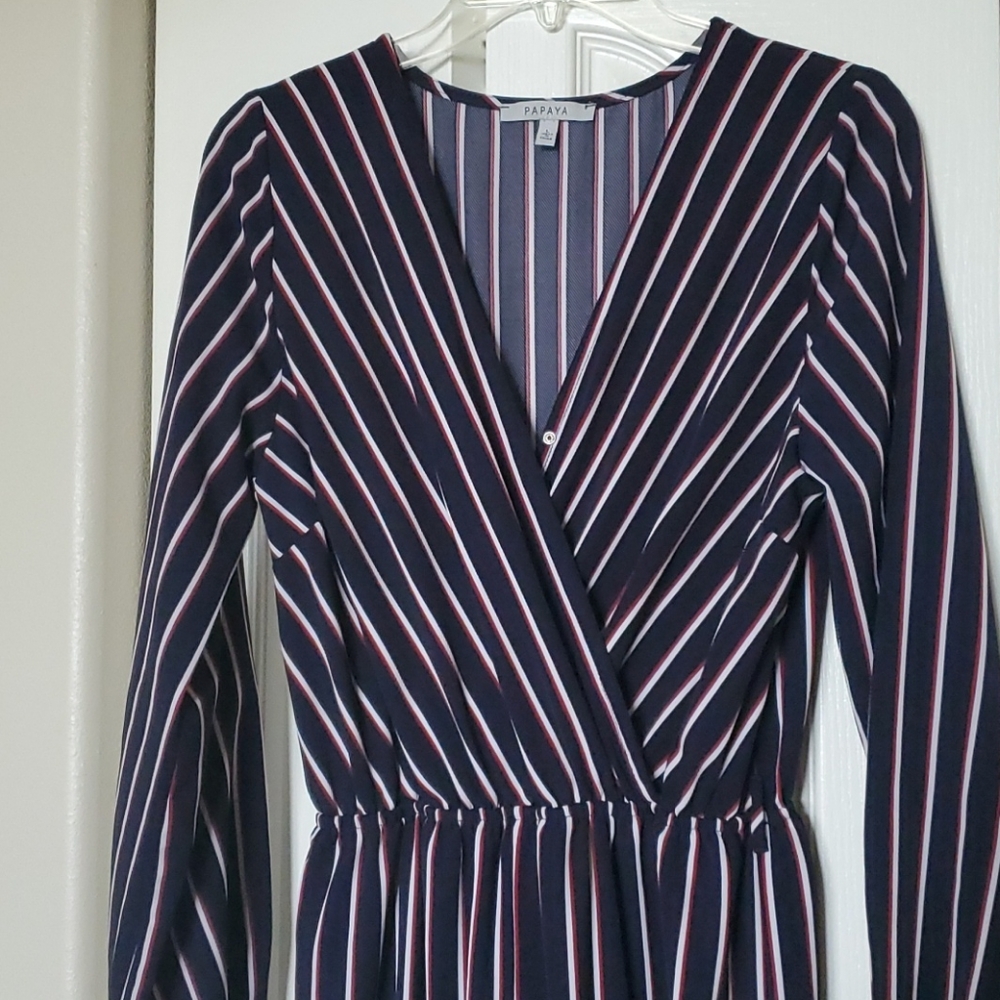 Striped long sleeve jumpsuit pantsuit